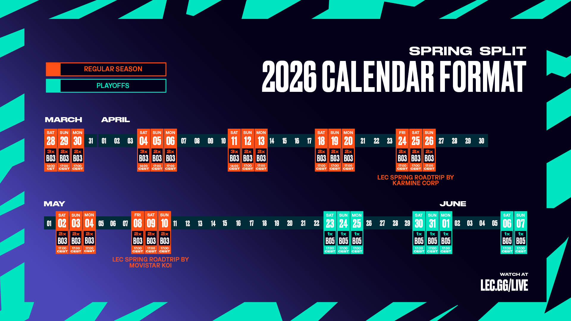 Calendrier officiel de la LEC sur le spring split 2026